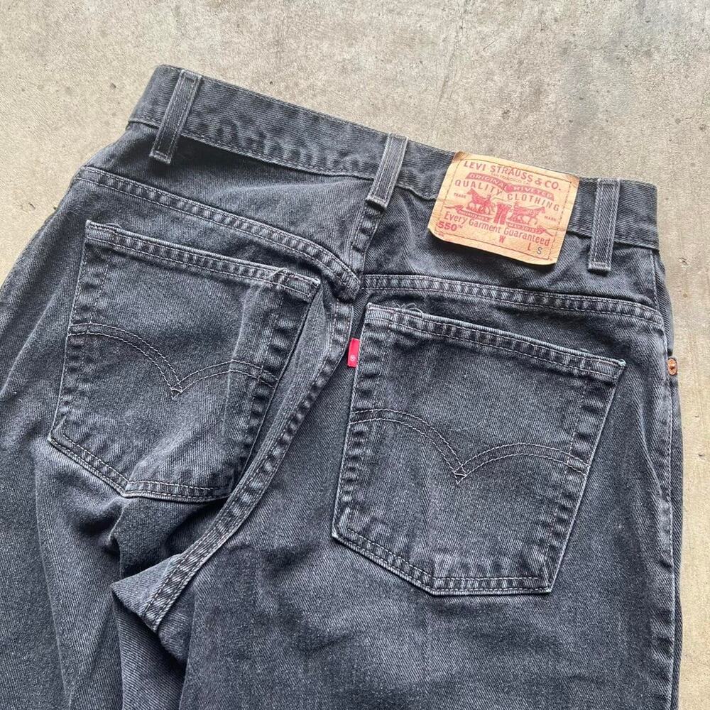 Vintage Black Levi’s 550 Tapered Jeans size 8 (26x27”) - Picture 7 of 8